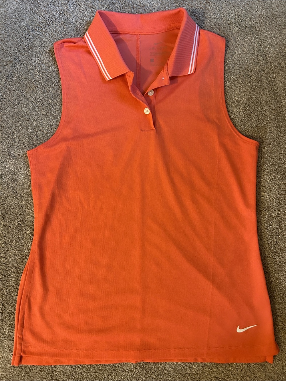 Nike Sleeveless Polo Tank in Coral with White Trim
